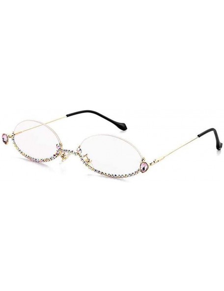 Oval 2020 rimless small oval glasses pink small water drops handmade transparent ladies sunglasses - Pink - C5194UR82S0 $15.33