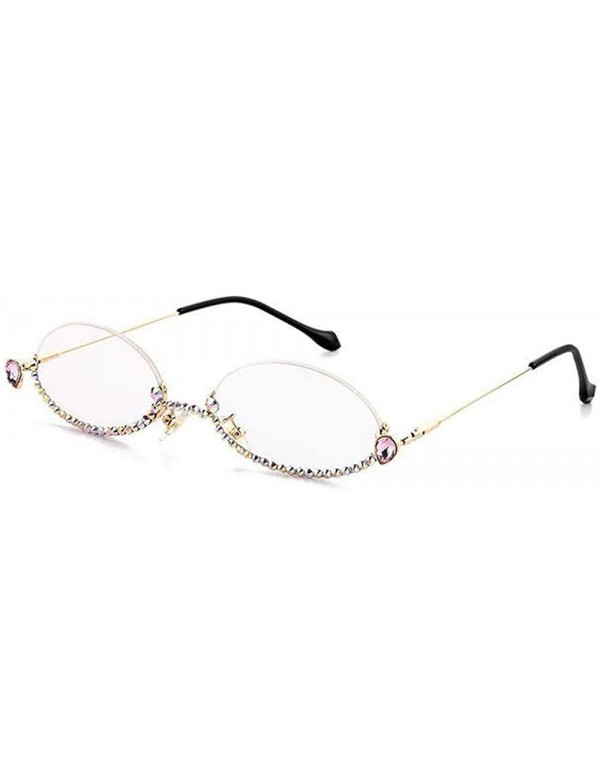 Oval 2020 rimless small oval glasses pink small water drops handmade transparent ladies sunglasses - Pink - C5194UR82S0 $15.33