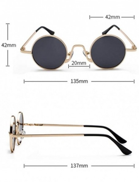 Round Round Vintage Sunglasses Men Gift Retro Sun Glasses Women Small Metal Fashion - Gold With Clear - CS18ITY75AO $8.11