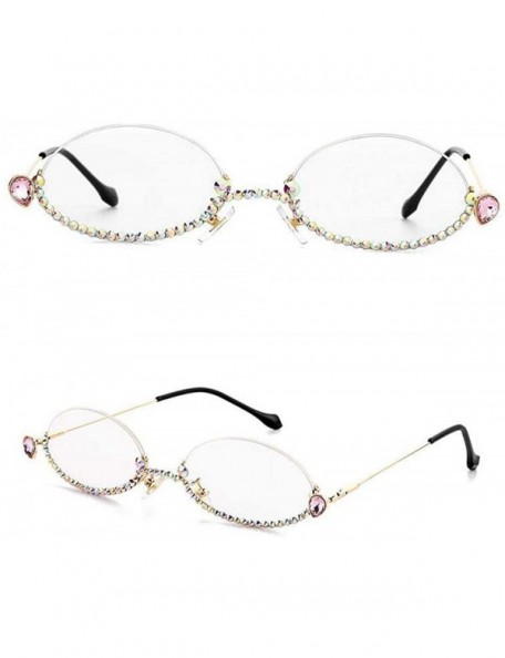 Oval 2020 rimless small oval glasses pink small water drops handmade transparent ladies sunglasses - Pink - C5194UR82S0 $15.33
