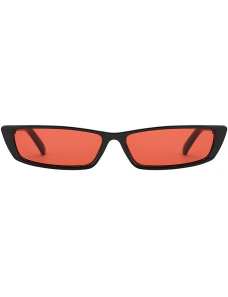 Goggle Women Rectangle Small Frame Sunglasses Fashion Designer Square Shades - Black Frame/Red Lens - CW18C77Z998 $10.73