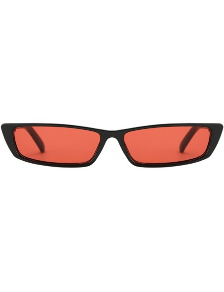 Goggle Women Rectangle Small Frame Sunglasses Fashion Designer Square Shades - Black Frame/Red Lens - CW18C77Z998 $10.73