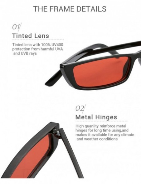 Goggle Women Rectangle Small Frame Sunglasses Fashion Designer Square Shades - Black Frame/Red Lens - CW18C77Z998 $10.73