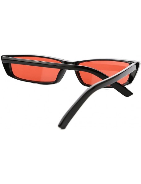 Goggle Women Rectangle Small Frame Sunglasses Fashion Designer Square Shades - Black Frame/Red Lens - CW18C77Z998 $10.73