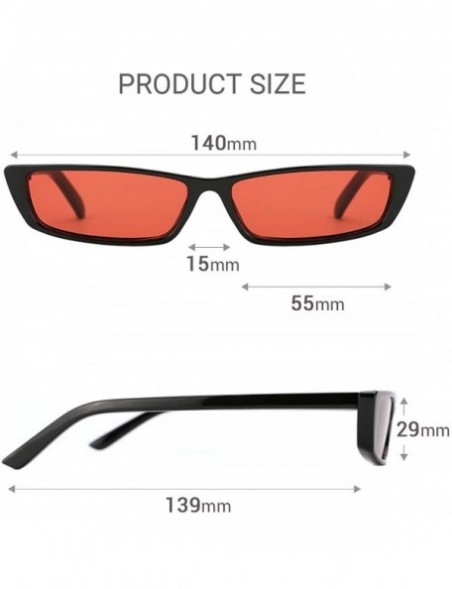 Goggle Women Rectangle Small Frame Sunglasses Fashion Designer Square Shades - Black Frame/Red Lens - CW18C77Z998 $10.73