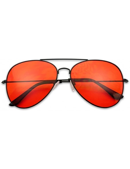 Sport Classic Aviator Sunglasses Metal Frame Color Therapy Tinted Lens Eyeglasses - Black Frame - Red - C918HSI9GO7 $8.51