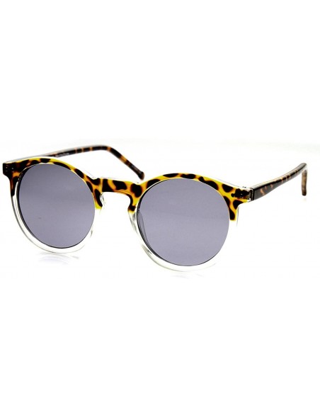 Round Classic Lux P3 Shape Keyhole Bridge Metal Rivet Circle Round Sunglasses - Tortoise-clear / Smoke - CU11VK7ZUWR $10.34