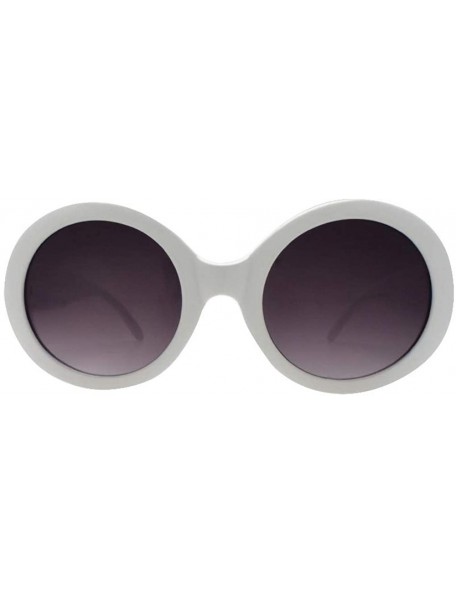 Round Womens Fashion Circle Round Jackie O Bold Chic Sunglasses P547 - White-gradientsmoke Lens - CO11GI4PLR1 $20.38