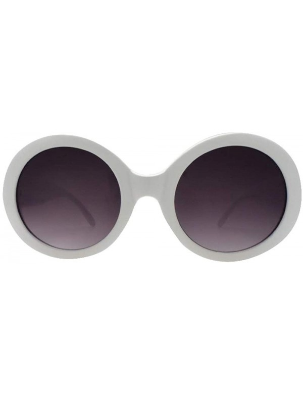 Round Womens Fashion Circle Round Jackie O Bold Chic Sunglasses P547 - White-gradientsmoke Lens - CO11GI4PLR1 $9.41
