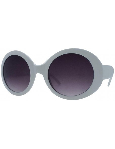 Round Womens Fashion Circle Round Jackie O Bold Chic Sunglasses P547 - White-gradientsmoke Lens - CO11GI4PLR1 $9.41