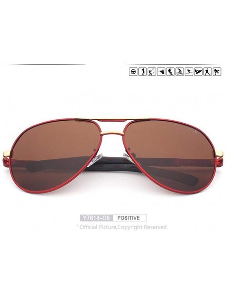 Oversized Men Sunglasses Aluminum Magnesium Polarized Pilot Glasses Fashion Y7614 C1 BOX - Y7614 C6 Box - CT18XDUT4TQ $17.13