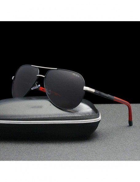 Oversized Men Sunglasses Aluminum Magnesium Polarized Pilot Glasses Fashion Y7614 C1 BOX - Y7614 C6 Box - CT18XDUT4TQ $17.13