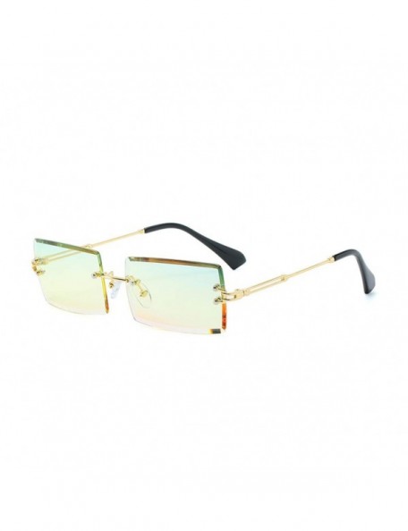 Square New Frameless Cut Edge Square Sunglasses Fashion Men and Women Small Color Sun Glasses - Ygp - C7199QKDD0I $9.31