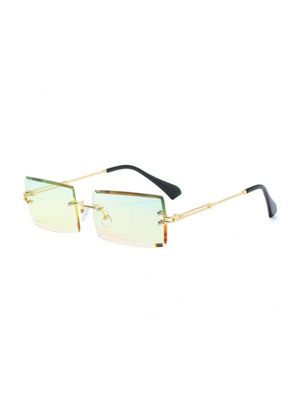 Square New Frameless Cut Edge Square Sunglasses Fashion Men and Women Small Color Sun Glasses - Ygp - C7199QKDD0I $9.31