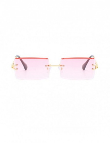 Square New Frameless Cut Edge Square Sunglasses Fashion Men and Women Small Color Sun Glasses - Ygp - C7199QKDD0I $9.31