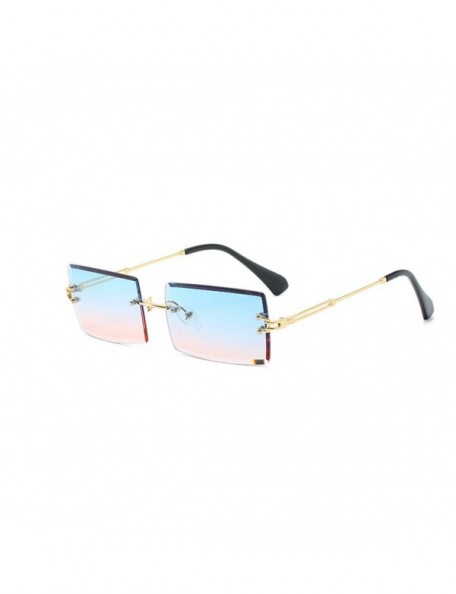 Square New Frameless Cut Edge Square Sunglasses Fashion Men and Women Small Color Sun Glasses - Ygp - C7199QKDD0I $9.31