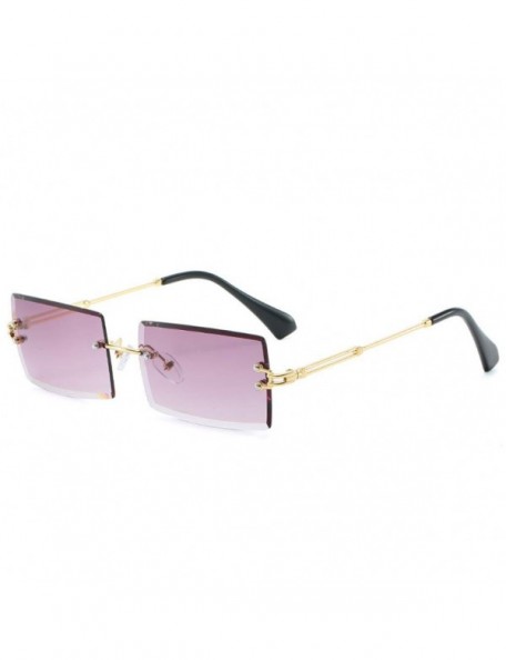 Square New Frameless Cut Edge Square Sunglasses Fashion Men and Women Small Color Sun Glasses - Ygp - C7199QKDD0I $9.31