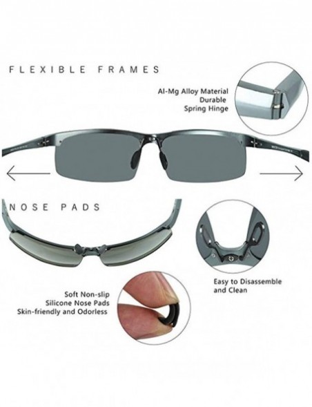 Goggle Mens Sports Polarized Sunglasses Al-Mg UV Protection Sunglasses for Men Driving Fishing - S1-silver/Black Grey - CP18Q...