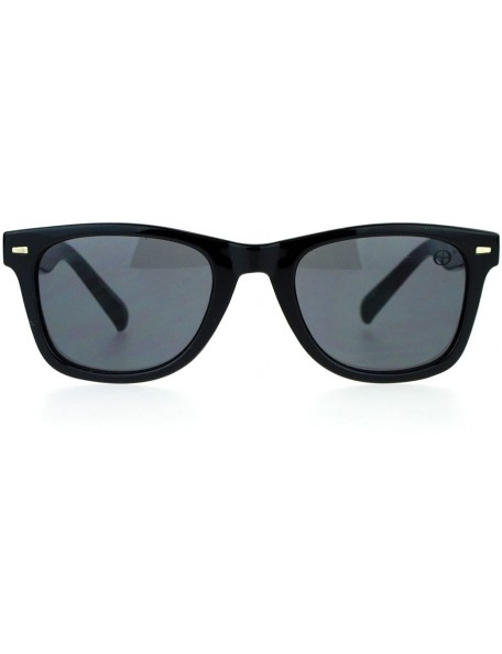 Square Unisex Square Sunglasses Designer Fashion Horn Rim Frame UV 400 - Black - CB1884XQYKG $11.21