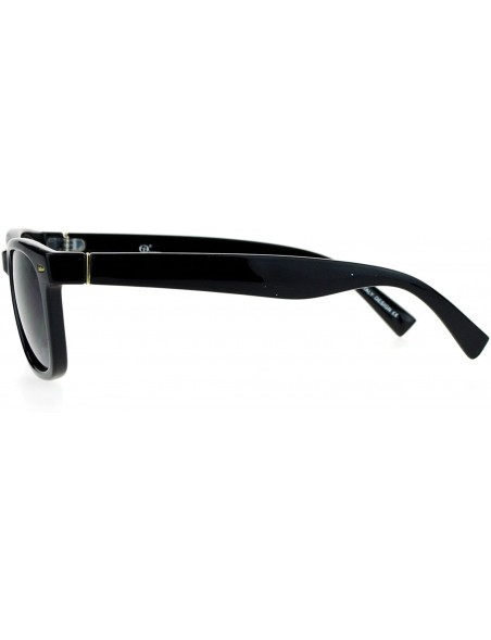 Square Unisex Square Sunglasses Designer Fashion Horn Rim Frame UV 400 - Black - CB1884XQYKG $11.21