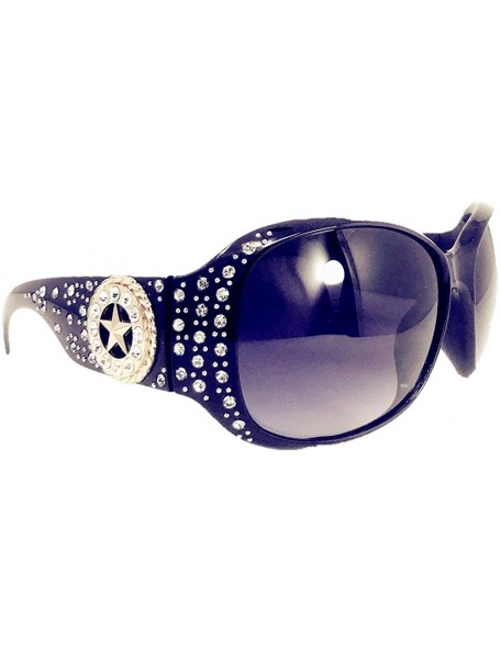 Oval Women's Sunglasses With Bling Rhinestone UV 400 PC Lens in Multi Concho - Ring Star Black - CE18WY69SL9 $22.13