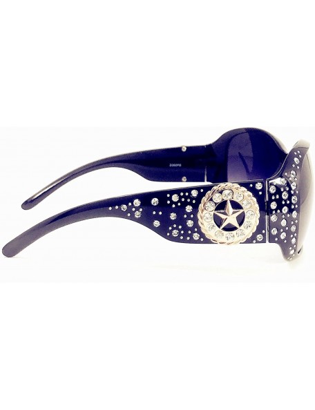 Oval Women's Sunglasses With Bling Rhinestone UV 400 PC Lens in Multi Concho - Ring Star Black - CE18WY69SL9 $22.13
