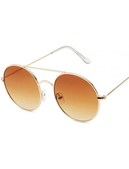 Aviator Sunglasses Women Vintage Round Ocean Color Lens Mirror Sunglasses Black Black - Gold Tea - C618Y3OONT6 $7.32