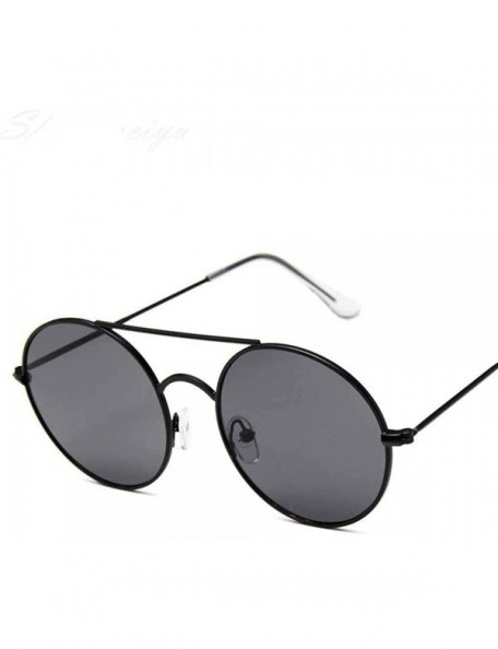 Aviator Sunglasses Women Vintage Round Ocean Color Lens Mirror Sunglasses Black Black - Gold Tea - C618Y3OONT6 $7.32