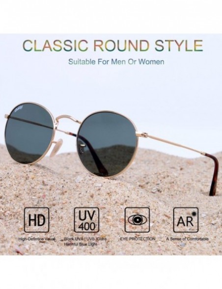Square Classic Crystal Glass Lens Retro Square/Aviator/Round Metal Frame Sunglasses for Men Women-100% UV400 Protection - C51...