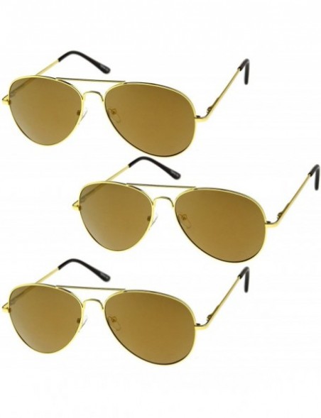 Aviator Classic Metal Frame Spring Hinges Color Mirror Lens Aviator Sunglasses 56mm - 3-pack - Gold - CG12K05ALK9 $14.05