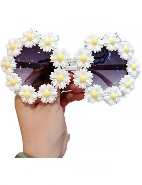 Round Women Fashion Beach Flower Decor Round Frame Sunglasses Sunglasses - Type 10 - CI199I6NWUD $26.98