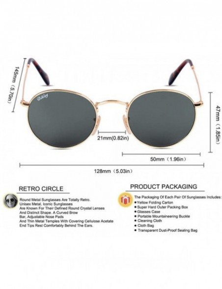Square Classic Crystal Glass Lens Retro Square/Aviator/Round Metal Frame Sunglasses for Men Women-100% UV400 Protection - C51...