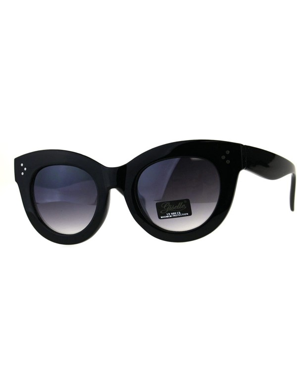 Butterfly Womens Round Butterfly Sunglasses Thick Frame Stylish Shades UV 400 - Black (Smoke) - CA18CWQWZKO $9.00