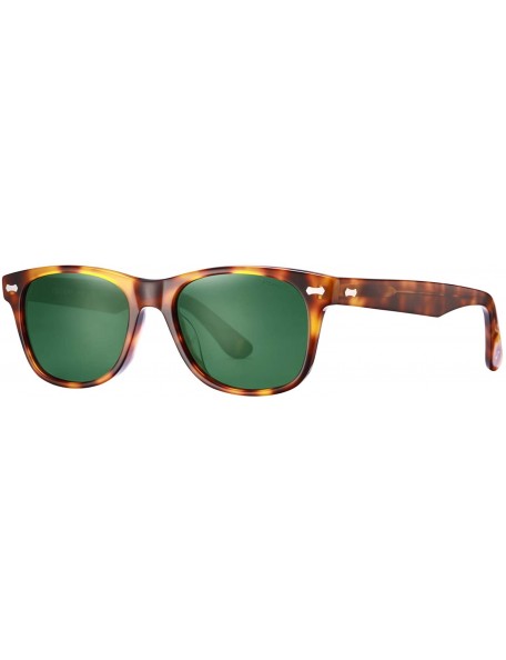 Round Polarized Sunglasses Protection Driving Flexible - Rectangular Tortoise Frame & Green Lens - C318QZWD6CK $21.03