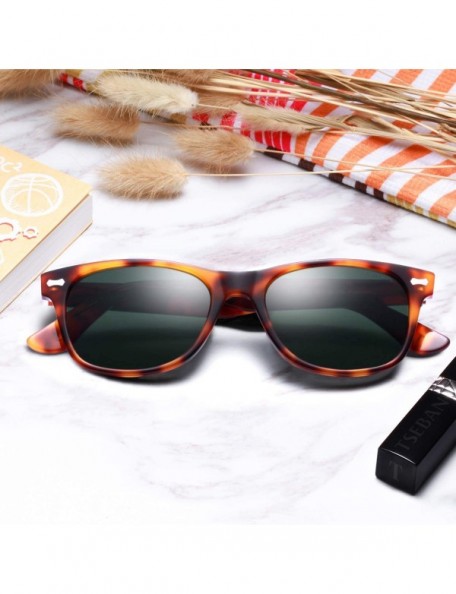 Round Polarized Sunglasses Protection Driving Flexible - Rectangular Tortoise Frame & Green Lens - C318QZWD6CK $21.03