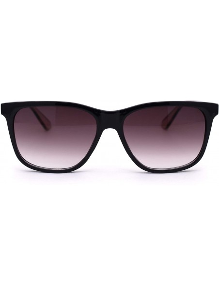 Rectangular Womens Horn Rim Boyfriend Plastic Rectangular Sunglasses - Purple Smoke - CC193MAGQCU $11.77