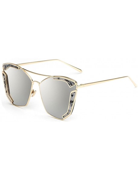 Rectangular Crazy Party Sunglasses Metal Frame Bride & Bridesmaid Party Sunglasses Lens 61 mm - Gold/Silver - CF12LG0G9GX $16.43