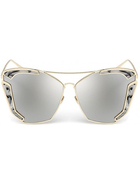 Rectangular Crazy Party Sunglasses Metal Frame Bride & Bridesmaid Party Sunglasses Lens 61 mm - Gold/Silver - CF12LG0G9GX $16.43