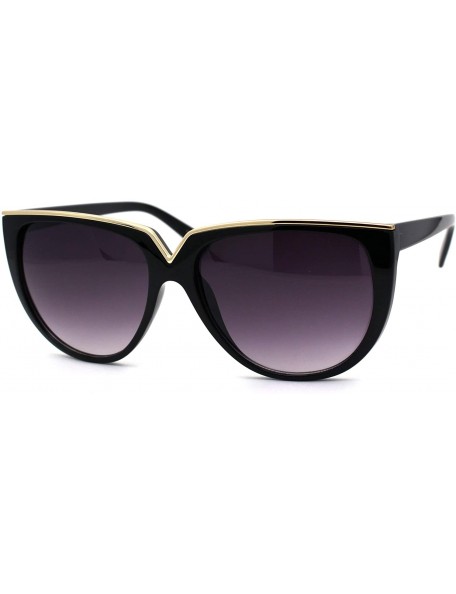 Oversized Womens V Flat Top Oversize Cat Eye Plastic Sunglasses - Black Smoke - C619624O377 $11.93