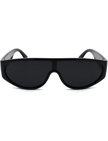 Rectangular Narrow Flat Top Shield Retro Mod Plastic Fashion Sunglasses - All Black - CM190R32S4S $14.51