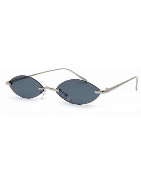 Oval Oval Rimless Pimp Dad Shade Metal Bridge Vintage Sunglasses - Silver Black - C2196243RSY $15.18