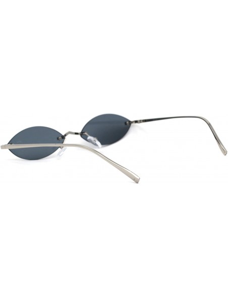 Oval Oval Rimless Pimp Dad Shade Metal Bridge Vintage Sunglasses - Silver Black - C2196243RSY $15.18