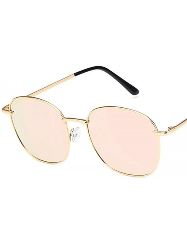 Aviator 2019 Vintage Large Frame Women Sunglasses Lady Luxury Retro Metal BlackBlue - Goldpink - CO18Y3N862I $9.12