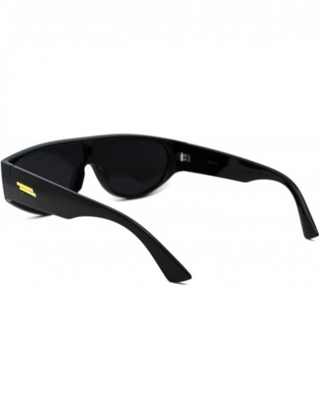 Rectangular Narrow Flat Top Shield Retro Mod Plastic Fashion Sunglasses - All Black - CM190R32S4S $14.51