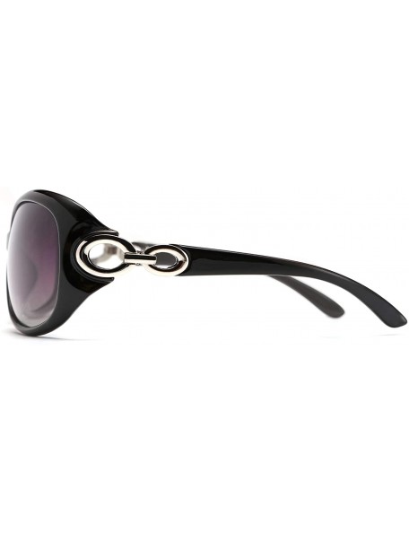 Oversized Retro Polarized Sunglasses Fashion design Elegant Eyewear for Women B2591 - 01 Black Frame Grey Lenses - CJ196Z389S...