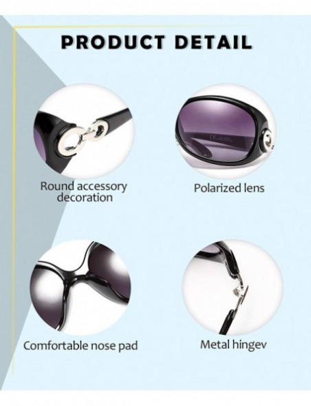 Oversized Retro Polarized Sunglasses Fashion design Elegant Eyewear for Women B2591 - 01 Black Frame Grey Lenses - CJ196Z389S...