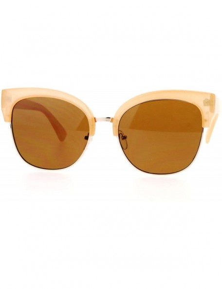 Square Designer Fashion Sunglasses Womens Oversized Square Flat Frame Bold Top - Peach (Brown) - C2188IDIEI9 $18.92