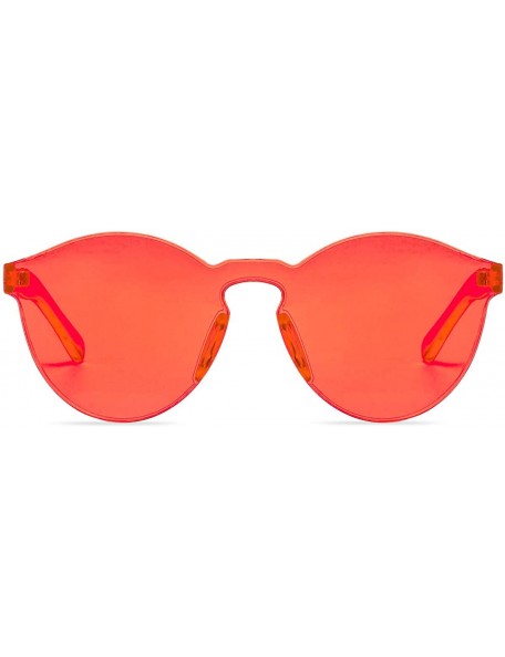 Round One Piece Rimless Sunglasses Transparent Candy Color Tinted Eyewear - Coral - CS18SMZYOQ3 $9.89