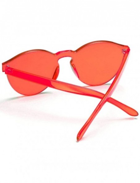 Round One Piece Rimless Sunglasses Transparent Candy Color Tinted Eyewear - Coral - CS18SMZYOQ3 $9.89