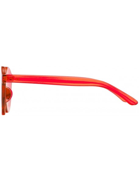 Round One Piece Rimless Sunglasses Transparent Candy Color Tinted Eyewear - Coral - CS18SMZYOQ3 $9.89